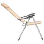 vidaXL Chaises de camping pliables lot de 4 Crème Aluminium