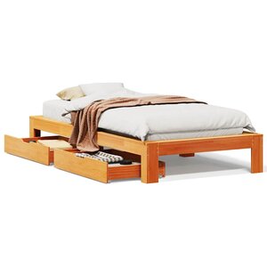 vidaXL Cadre de lit sans matelas cire marron 90x200 cm bois pin massif