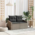 vidaXL Canapé de jardin avec coussin Gris 123 x 62 x 69 cm polyrotin
