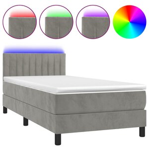 vidaXL Sommier à lattes de lit avec matelas LED Gris clair 100x200 cm