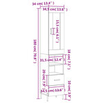 vidaXL Buffet haut Noir 34 5x34x180 cm Bois d'ingénierie