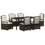 vidaXL Ensemble de Salle à Manger de Jardin 7 Pièces Rattan Poly Marron
