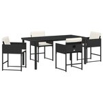 vidaXL Ensemble de salle à manger de jardin 5 pièces avec coussins en rattan poly noir