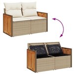 vidaXL Salon de jardin avec coussins 10Pièces beige résine tressée acacia