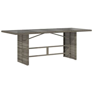 vidaXL Table de jardin avec dessus en verre gris résine tressée