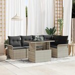 vidaXL Ensemble de canapé de jardin 6 Pièces Gris clair Poly rotin