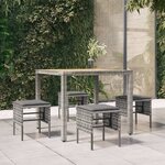 vidaXL Repose-pieds de jardin avec coussins 4 Pièces Gris Résine tressée