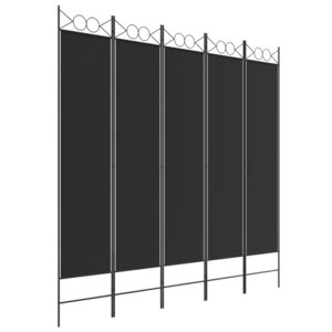 vidaXL Cloison de séparation 5 panneaux Noir 200x200 cm Tissu