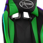 Chaise fauteuil siège pivotante de bureau informatique étude de jeux vidéo avec LED RVB et similicuir vert 02_0024216