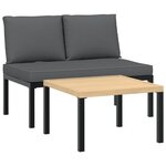 vidaXL Salon de jardin 2 Pièces avec coussins noir aluminium