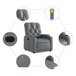 vidaXL Fauteuil de massage inclinable Gris Similicuir