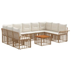 vidaXL Ensemble de canapés d'extérieur 10 Pièces Blanc Naturel et Crème