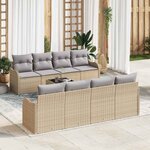 vidaXL Ensemble de canapé de jardin 9 Pièces Beige 55 x 55 x 37 cm