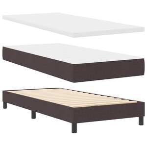 vidaXL Lit à ressorts avec matelas Marron foncé 90 x 200 cm tissu