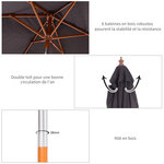 Parasol rectangulaire inclinable bois polyester haute densité 2L x 1 5l x 2 3H m gris foncé