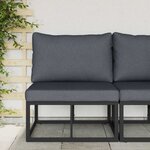 vidaXL Mobilier de jardin avec coussin avec oreiller Noir Aluminium