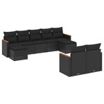 vidaXL Salon de jardin 9 Pièces avec coussins noir résine tressée
