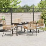 vidaXL Ensemble de salle à manger pour jardin 5 Pièces Marron polyrotin