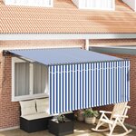 vidaXL Auvent Rétractable Bleu et Blanc 350 x 250 cm
