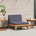 vidaXL Canapé central sectionnel et coussins gris foncé Bois d'acacia