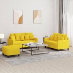 vidaXL Ensemble de canapés 3 Pièces avec coussins Jaune clair Tissu