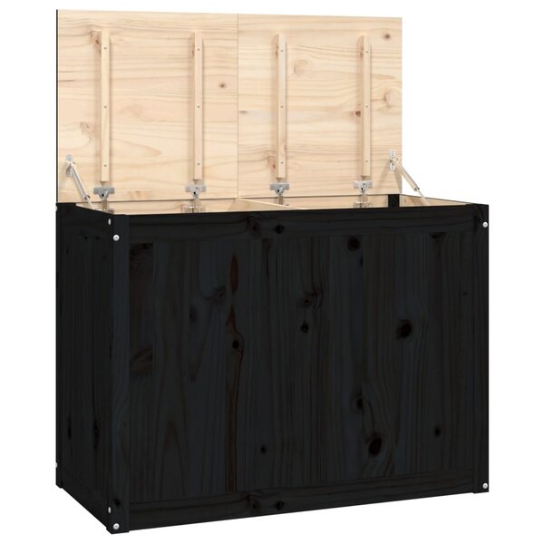 vidaXL Boîte à linge Noir 88 5x44x66 cm Bois massif de pin
