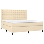 vidaXL Sommier à lattes de lit avec matelas Crème 180x200 cm Tissu