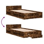 vidaXL Cadre de lit avec tiroir sans matelas chêne fumé 75x190 cm