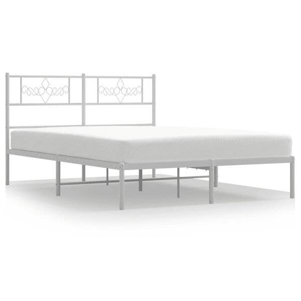 vidaXL Cadre de lit métal sans matelas et tête de lit blanc 140x190 cm