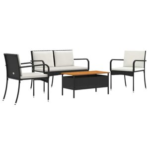 vidaXL Ensemble de jardin Noir polyrotin