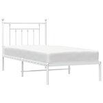vidaXL Cadre de lit métal sans matelas avec tête de lit blanc 90x200cm