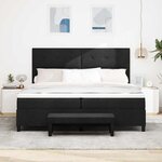 vidaXL Lit à ressort avec matelas et banc noir 200x200 cm en tissu
