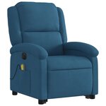 vidaXL Fauteuil inclinable de massage électrique bleu velours