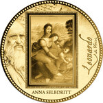 Monnaie ANNA SELBDRITT Da Vinci 1/200 Oz Or 5000 Francs Gabon