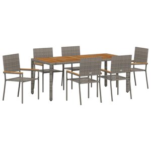 vidaXL Ensemble de salle à manger pour jardin 7 Pièces Gris polyrotin