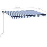 vidaXL Auvent manuel rétractable avec LED 400x350 cm Bleu et blanc