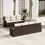 vidaXL Ensemble de canapé de jardin de 8 pièces avec coussins Marron Poly Rattan