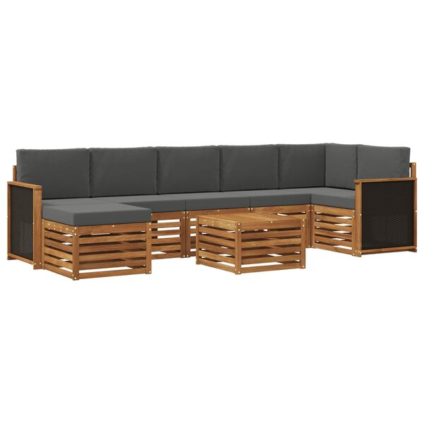 vidaXL Ensemble de canapés d'extérieur 7 pc Naturel et Anthracite