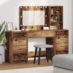 vidaXL Ensemble de coiffeuse 3 pièces avec LED en bois ancien en bois d'ingénierie