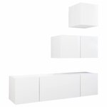 vidaXL Ensemble de meubles TV 4 Pièces Blanc Bois d'ingénierie
