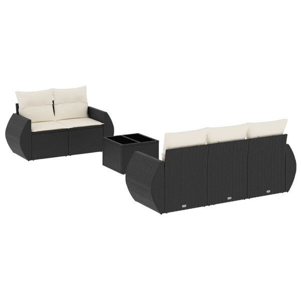 vidaXL Salon de jardin 6 Pièces avec coussins noir résine tressée