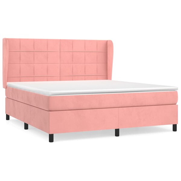 vidaXL Sommier à lattes de lit avec matelas Rose 180x200 cm Velours