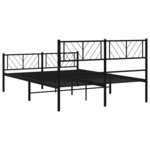 vidaXL Cadre de lit métal sans matelas avec pied de lit noir 140x200cm