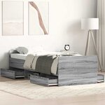 vidaXL Cadre de lit sans matelas sonoma gris 90x200 cm