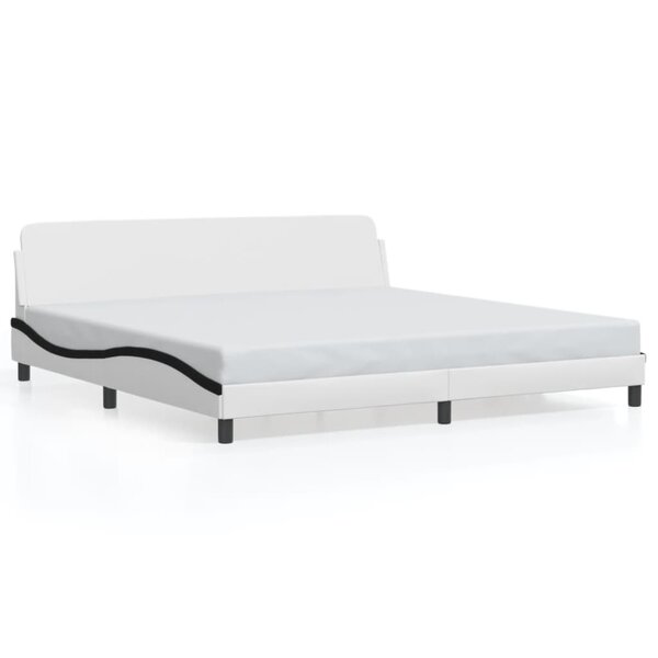 vidaXL Cadre de lit Dover blanc et noir 200x200 cm similicuir