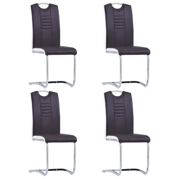 vidaXL Chaises à manger cantilever lot de 4 marron similicuir