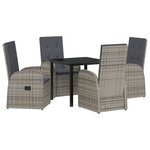 vidaXL Ensemble de Salle à Manger de Jardin 5 Pièces avec Coussins Gris Rattan Poly