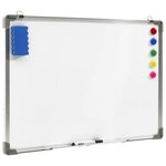 Tableau magnétique panneau écriture école maison bureau effaçable à sec 70 x 50 cm acier blanc 02_0045450