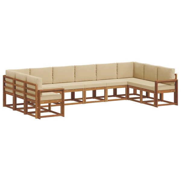 vidaXL Ensemble de canapés d'extérieur 10 pc Naturel et Beige
