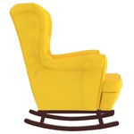 vidaXL Fauteuil à bascule pieds en bois massif d'hévéa Jaune Velours